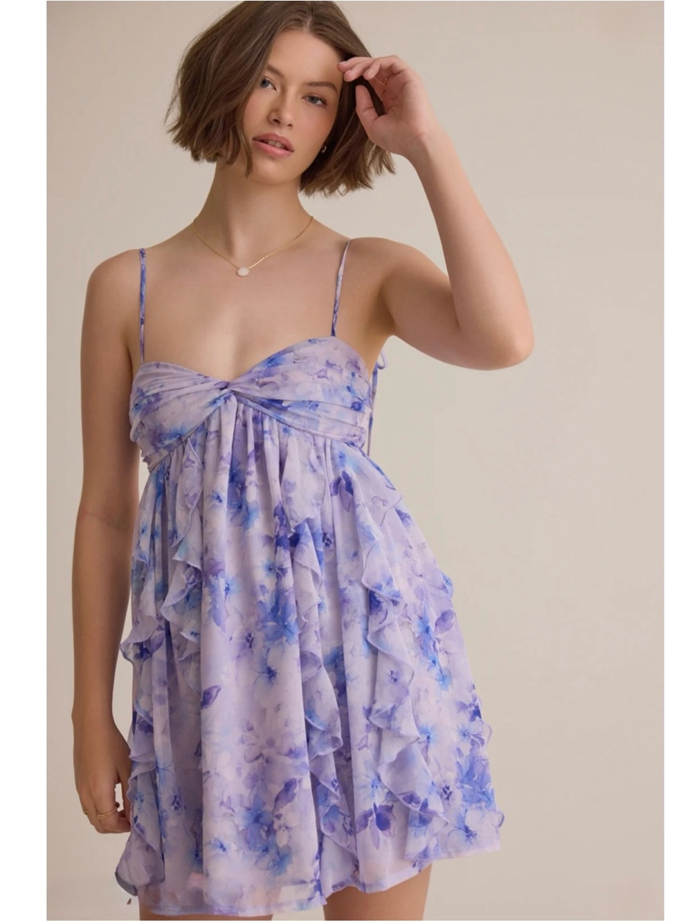 ALTAR'D STATE | NWT Whitley Watercolor Floral Mini Babydoll Dress, Size Small - Picture 3 of 14